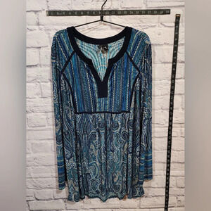 New Directions blue and teal paisley bohemian inspired shirt Size 3x